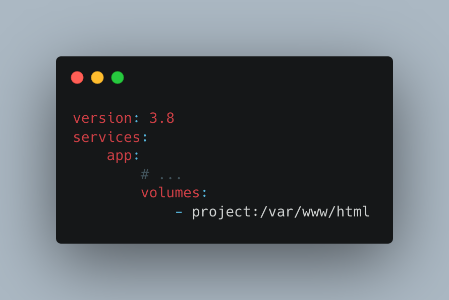 docker compose short volume syntax - project directory